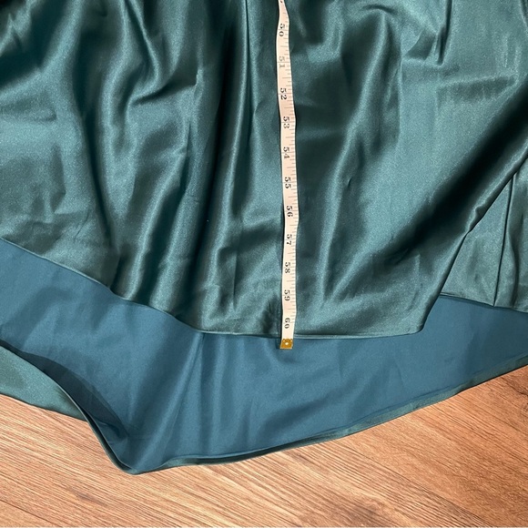 Satin Strapless Corset Back Special Occasion Dress Gown Size 2 Front Slit Green - Picture 8 of 10